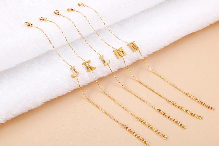 Letter Bracelets [304 Stainless Steel,18K Gold Plated]