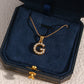 Letter Pearl Necklace [304 Stainless Steel,18K Gold Plated]