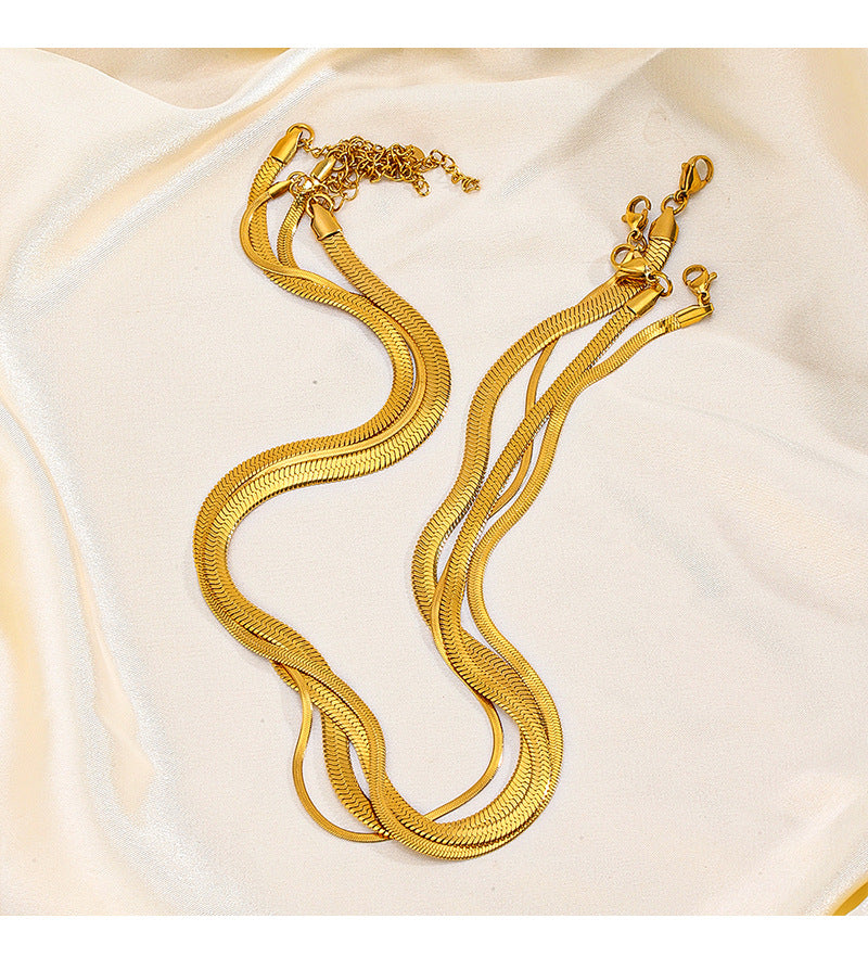 Snake Chain Necklace [304 Stainless Steel,18K Gold Plated]