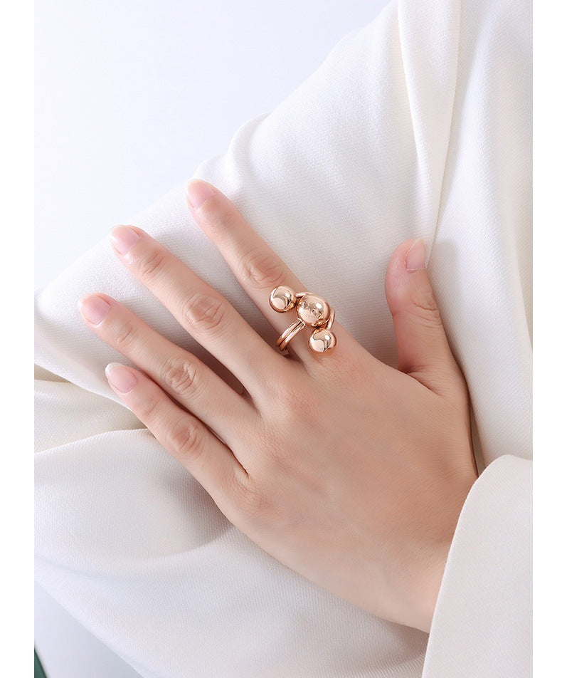 Gold Beads Ring [304 Stainless Steel, 18K Gold Plated]