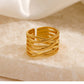 Cross Lines Open Ring [304 Stainless Steel 18K Gold Plated]