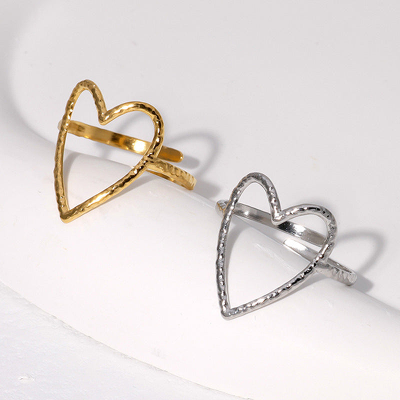 Heart Shape Open Ring [304 Stainless Steel 18K Gold Plated]