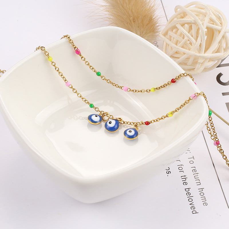 Colorful devil's eye Anklet [Stainless Steel]