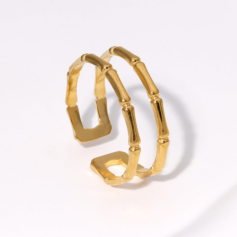 Double Line Ring [304 Stainless Steel 18K Gold Plated]