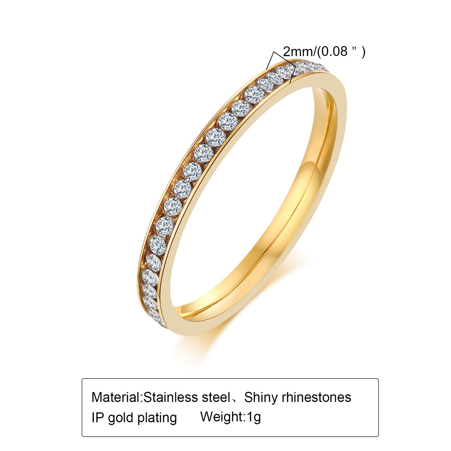 Rhinestones Band Ring Ring [304 Stainless Steel]