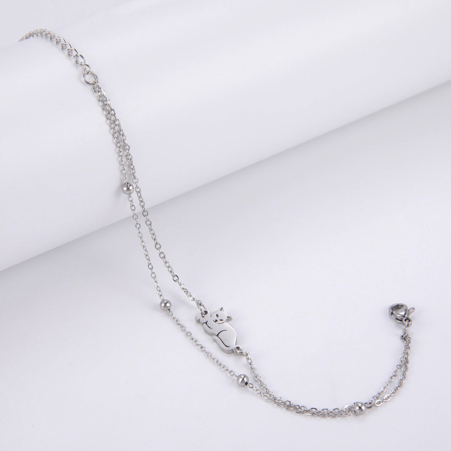 Cat Double Chain Bracelet [Stainless Steel]