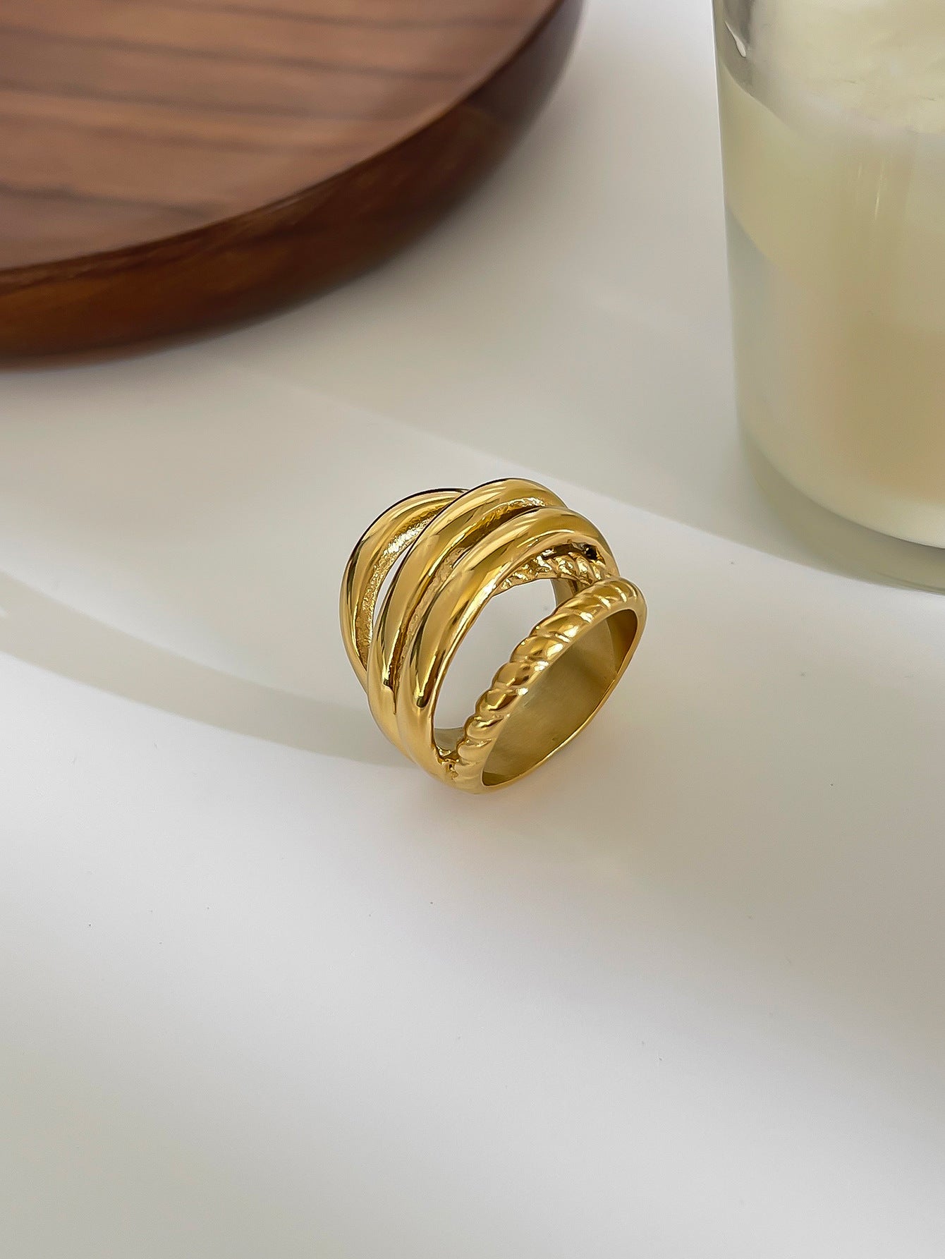 Color Block Ring [316L Stainless Steel, 18K Gold Plated]