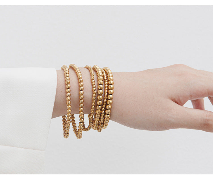 Fashion Ball Bracelet [304 Stainless Steel, 14K Gold Plated]