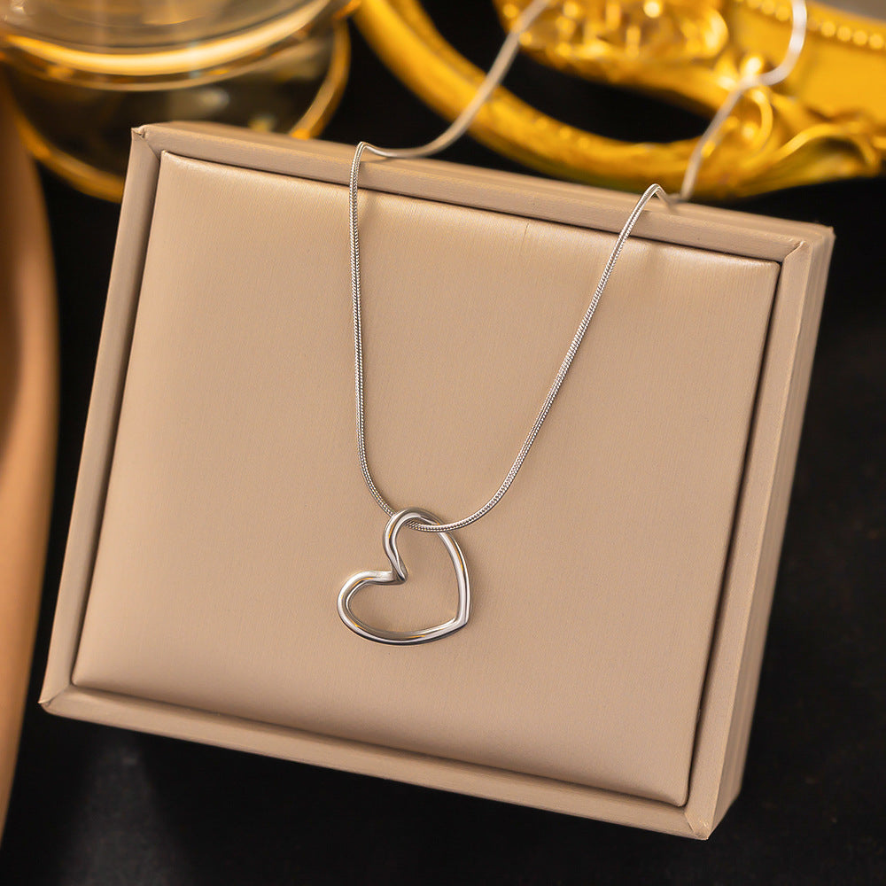 Hollow Heart Necklace [304 Stainless Steel,18K Gold Plated]