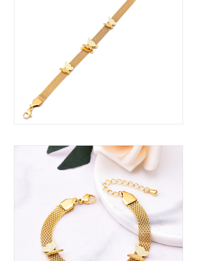 Butterfly Chain Bracelet [304 Stainless Steel, 18K Gold Plated]