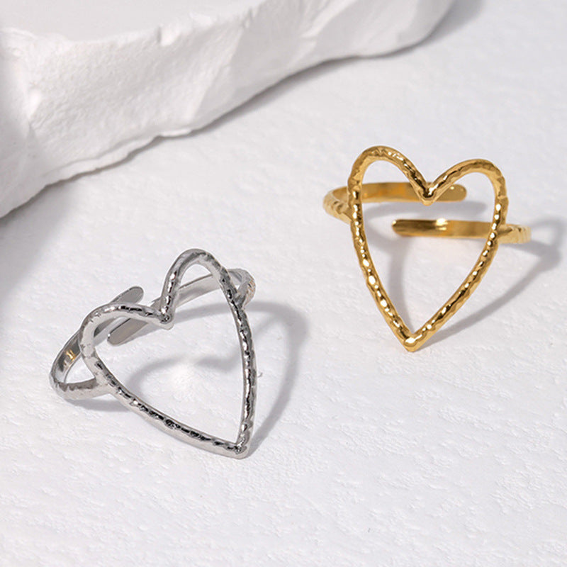 Heart Shape Open Ring [304 Stainless Steel 18K Gold Plated]