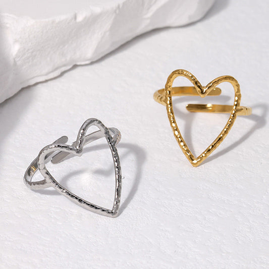 Anello aperto a forma di cuore [304 in acciaio inossidabile 18K oro placcato]