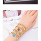 Artificial Rhinestones Turquoise Shell Bracelet [304 Stainless Steel, 18K Gold Plated]