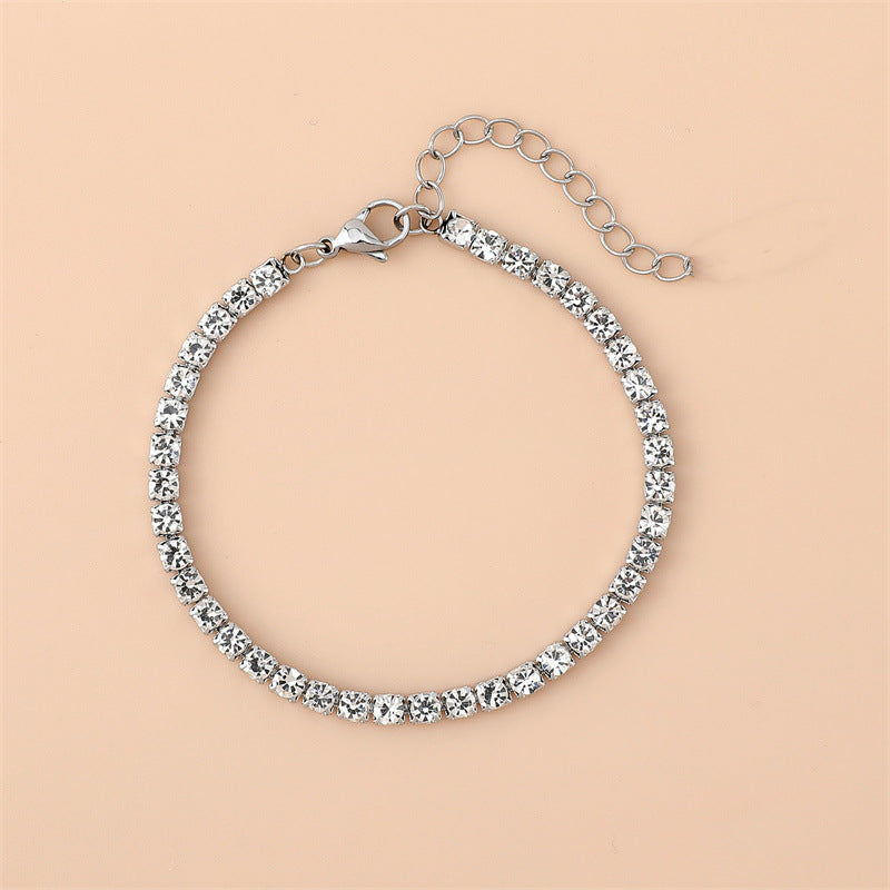 Shiny  Rhinestones Tennis Bracelets [304 Stainless Steel]