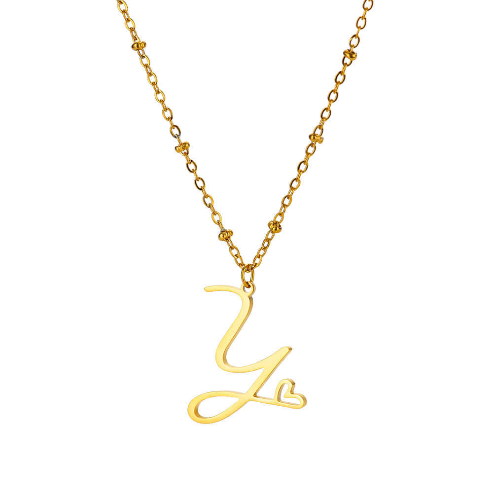 Calligraphic Letter Necklace [304 Stainless Steel]