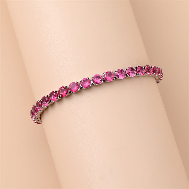 Shiny  Rhinestones Tennis Bracelets [304 Stainless Steel]