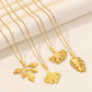 Leaves Pendant Necklace [304 Stainless Steel,18K Gold Plated]