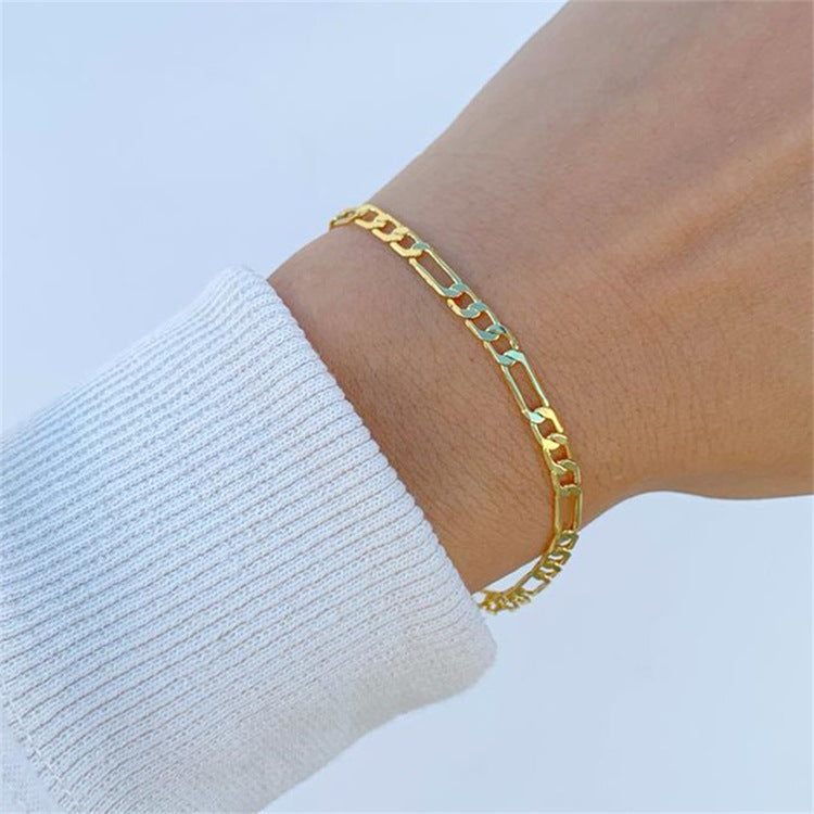 Pulseira de corrente Figaro [aço inoxidável, 14K Gold Plated]