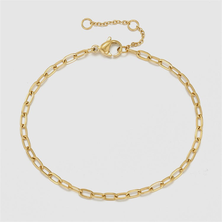 Pulseira de corrente de ligação fina [aço inoxidável, 14K Gold Bathed]