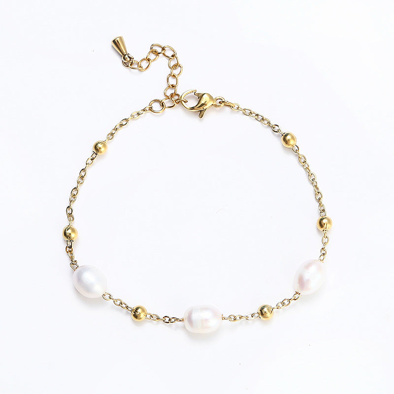 Pulsera de gotas de perlas de agua [Acero inoxidable]