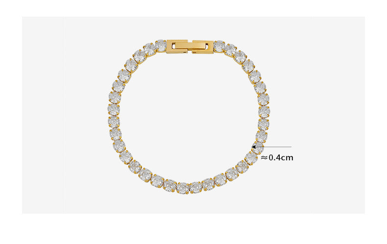 Square Zircon Bracelet [304 Stainless Steel, 18K Gold Plated]