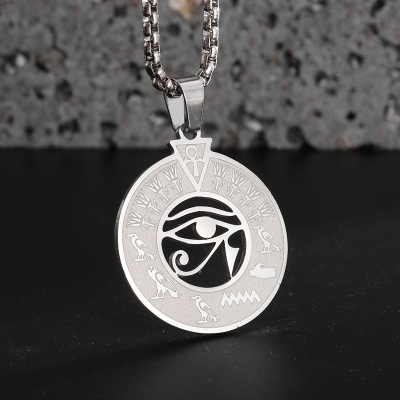 Retro Solid Color Eye Pendant Necklace  [304 Stainless Steel]