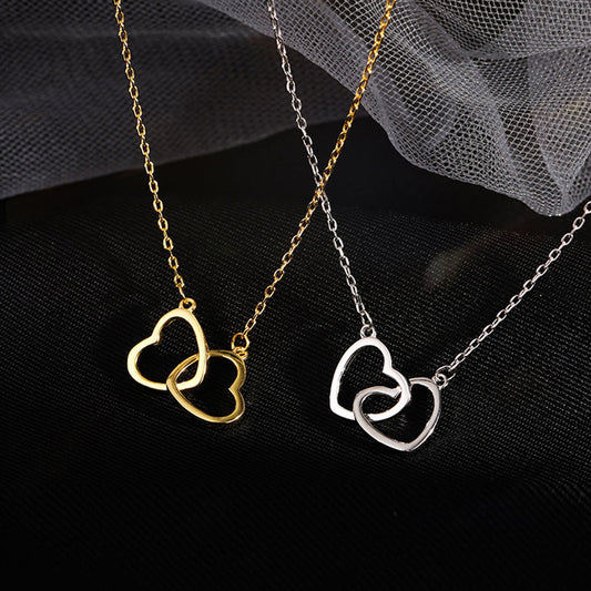 Hollow Double Heart [304 nerezové oceli, 18k zlaté položené]