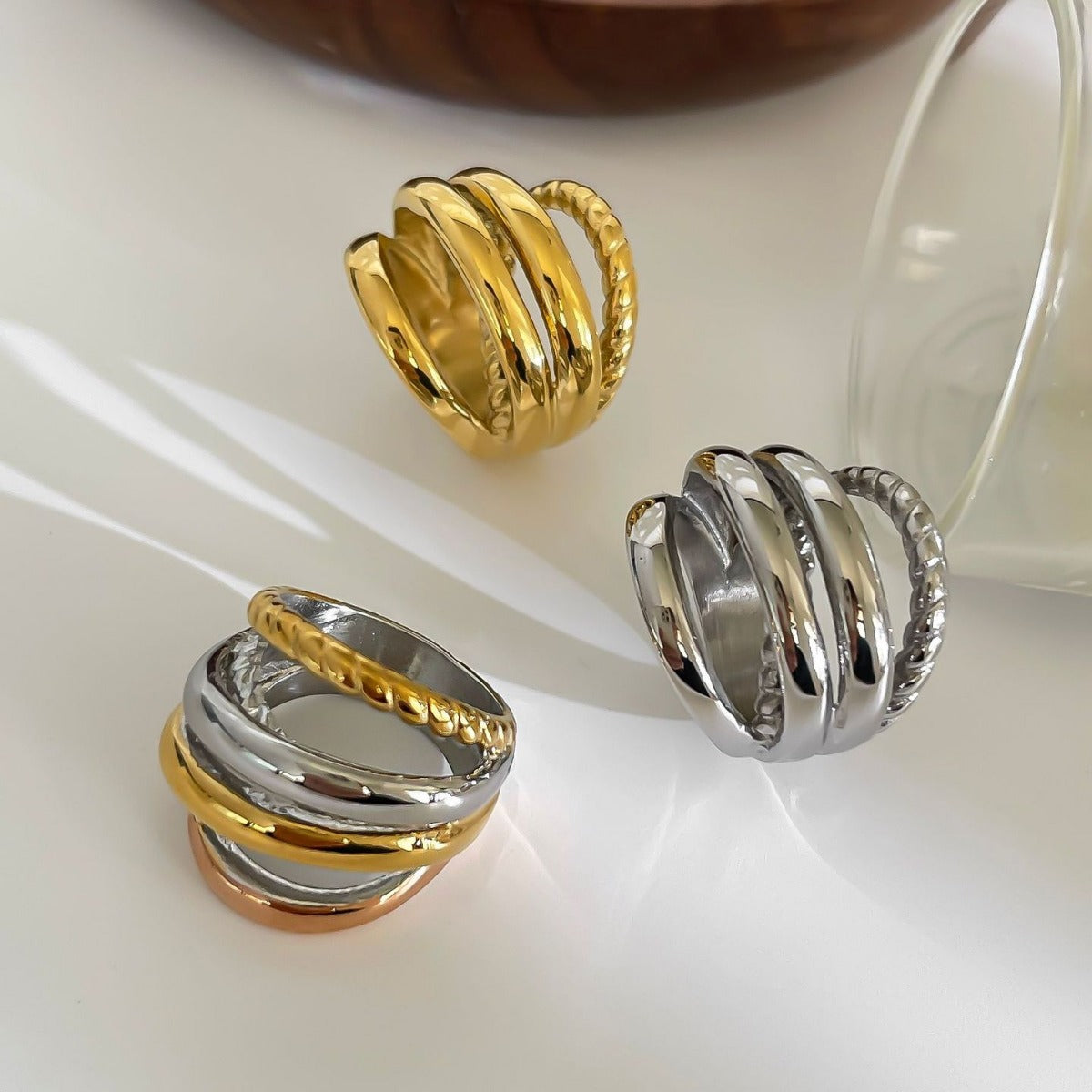 Color Block Ring [316L Stainless Steel, 18K Gold Plated]