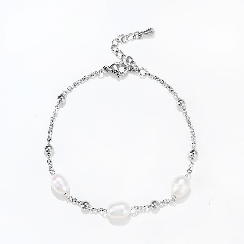 Water Pearl Droplets Bracelet [Stainless Steel]