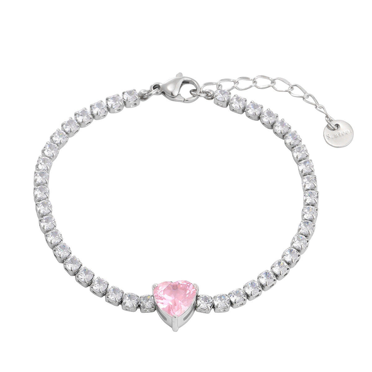 Heart Shape Rhinestones Bracelets [304 Stainless Steel]