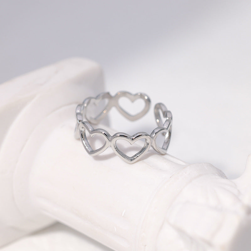 Hollow Heart Shape Open Ring [304 Stainless Steel 18K Gold Plated]