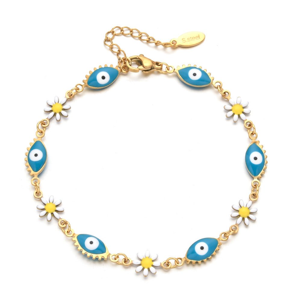 Devil's eye Flower Enamel Bracelets [Stainless Steel]