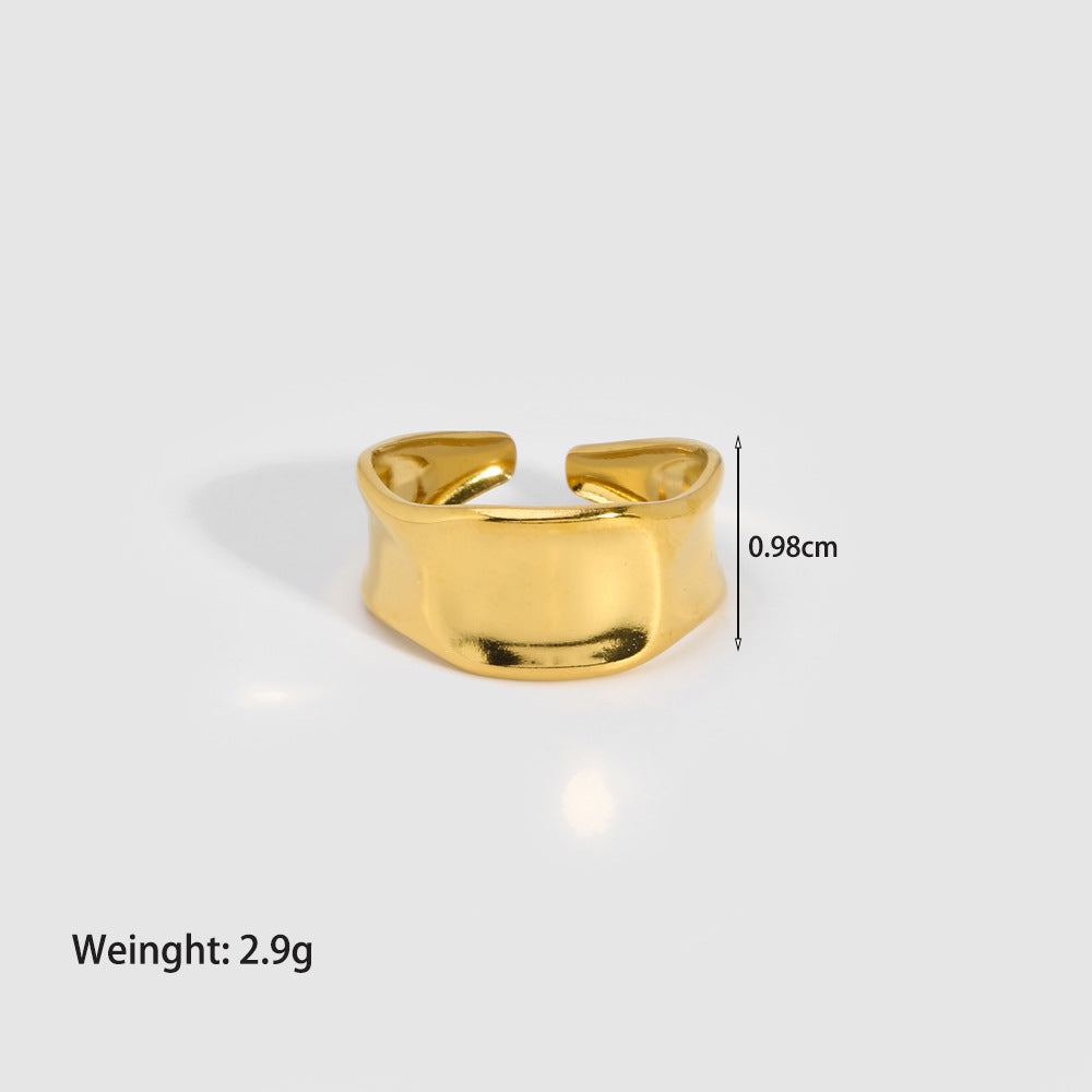 Streetwear Plating Leaf Heart Open Ring [304 Stainless Steel 18K Gold Plated]