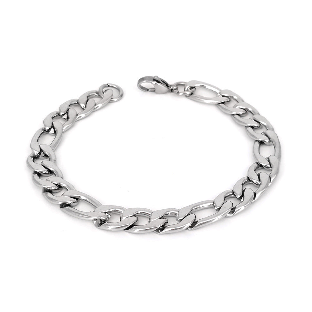 Figaro Chain Bracelet Silver[304 Stainless Steel]