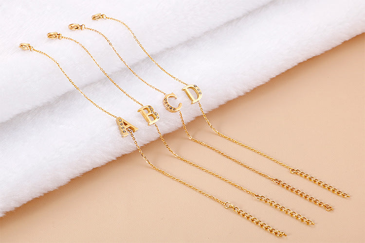 Letter Bracelets [304 Stainless Steel,18K Gold Plated]