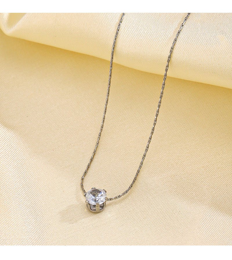 Geometric Rhinestones Pendant Necklace [304 Stainless Steel,18K Gold Plated]