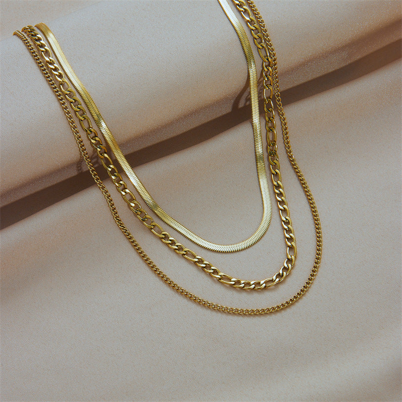 Layered Chain Necklace [304 Stainless Steel,18K Gold Plated]