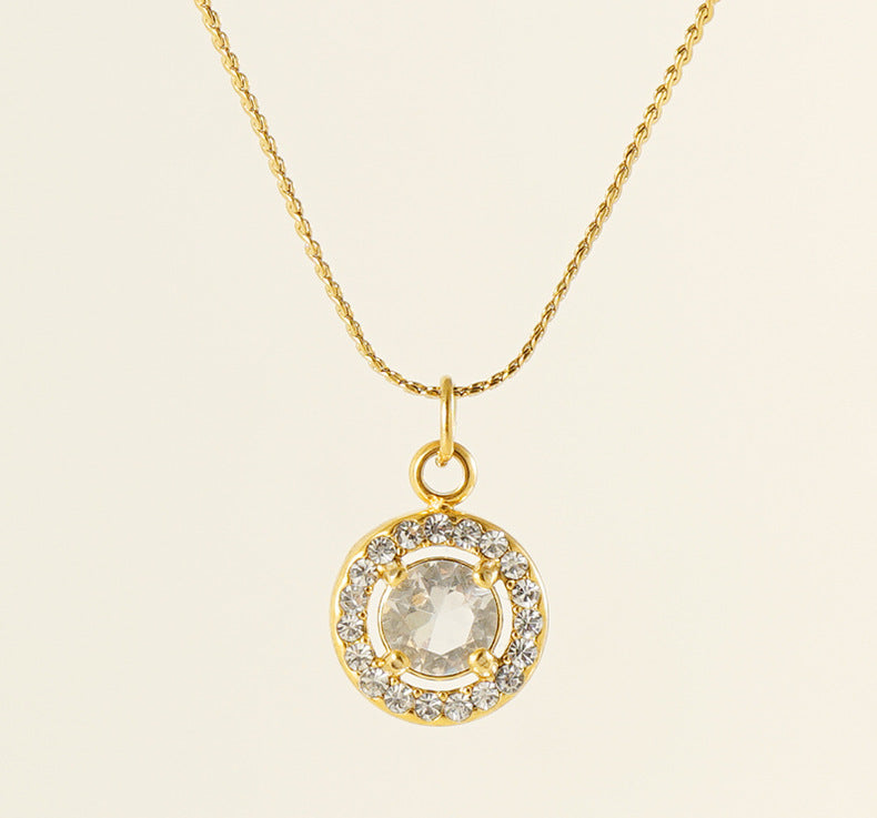 Elegant Simple Style Geometric Zircon Pendant Necklace [304 Stainless Steel,18K Gold Plated]