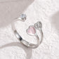 Heart Shape Stone Open Rings  [304 Stainless Steel]