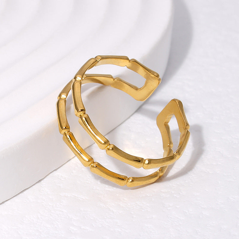 Double Line Ring [304 Stainless Steel 18K Gold Plated]