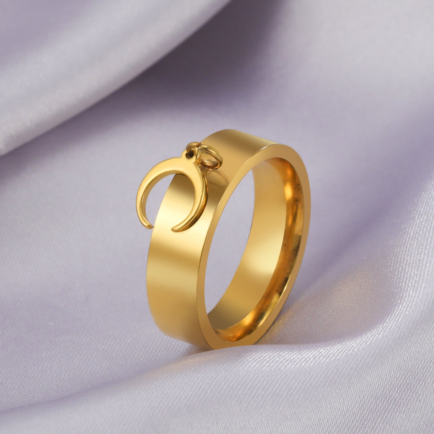 Moon Ring [304 Stainless Steel, 18K Gold Plated]