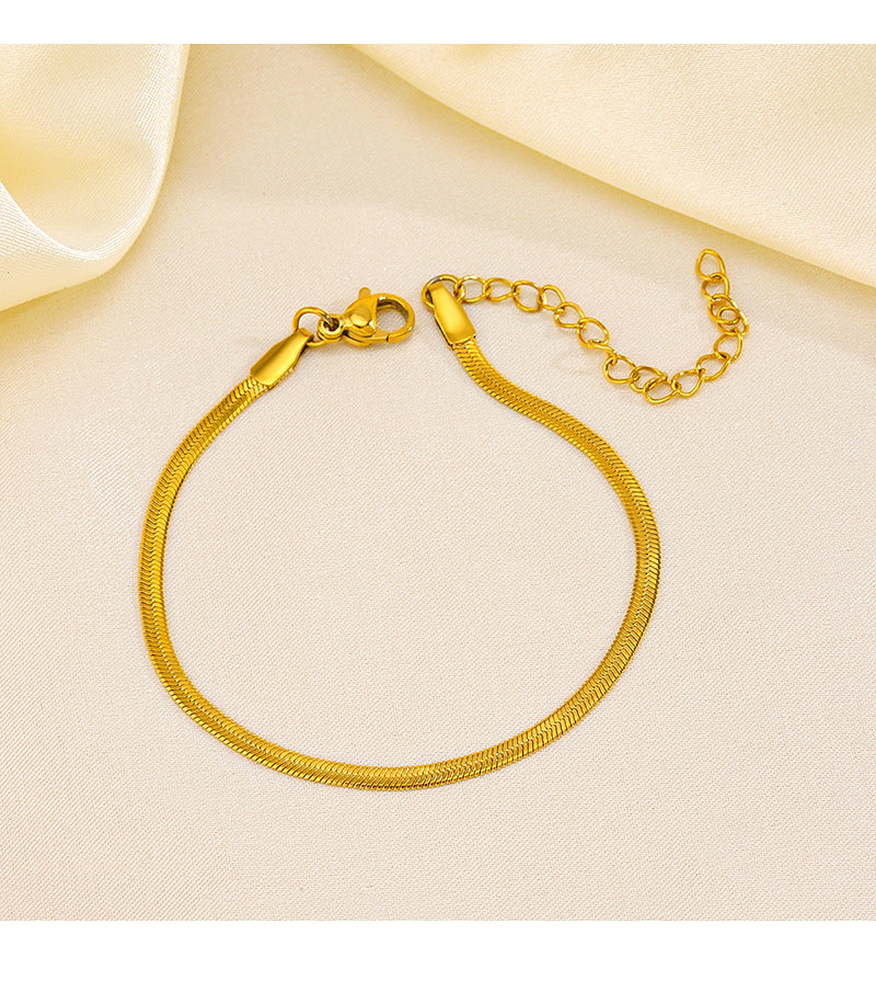 Snake Chain Bracelet [304 Stainless Steel,18K Gold Plated]