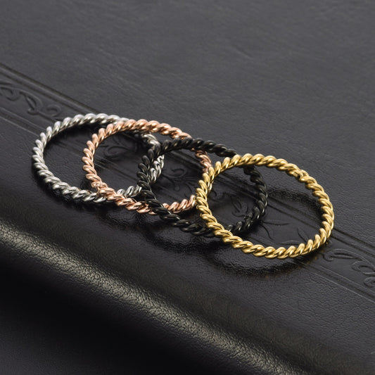 Twist Bandring [Edelstahl, 18K Gold plattiert]