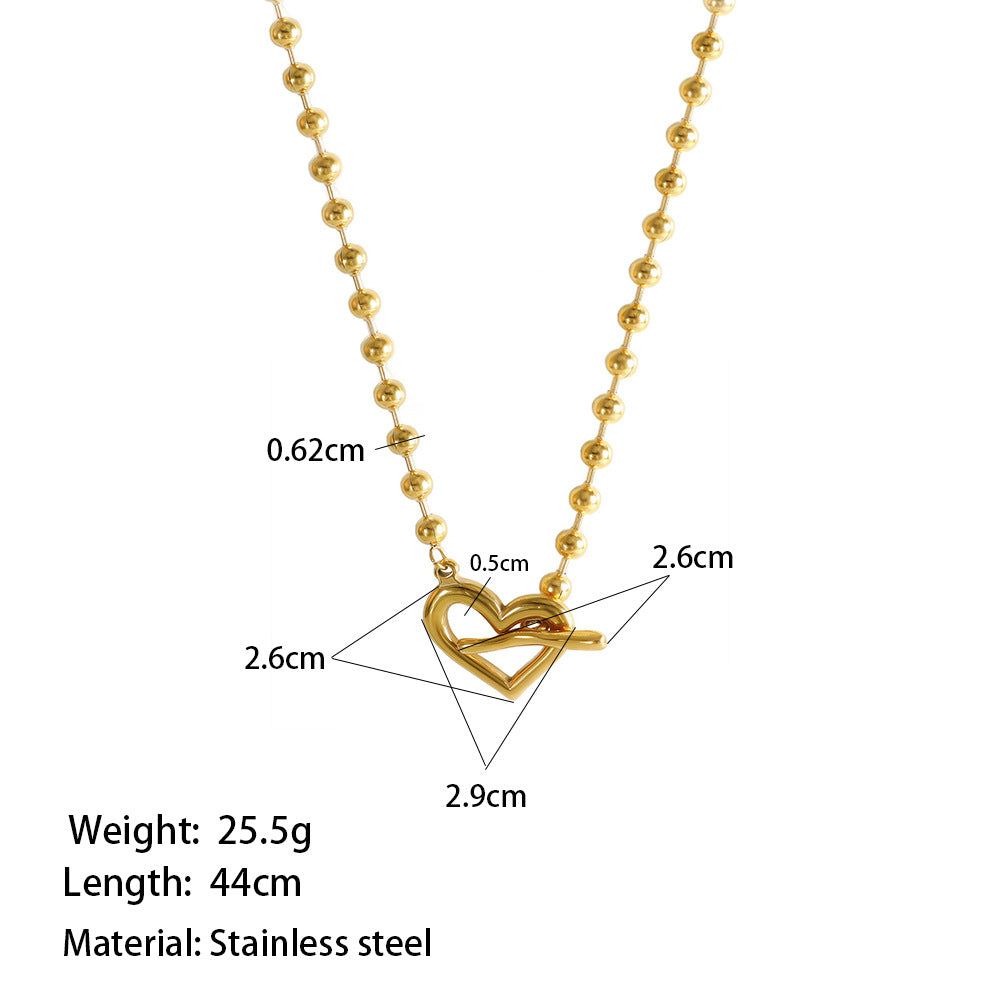 Heart Shape Ball Chain Necklace [304 Stainless Steel]