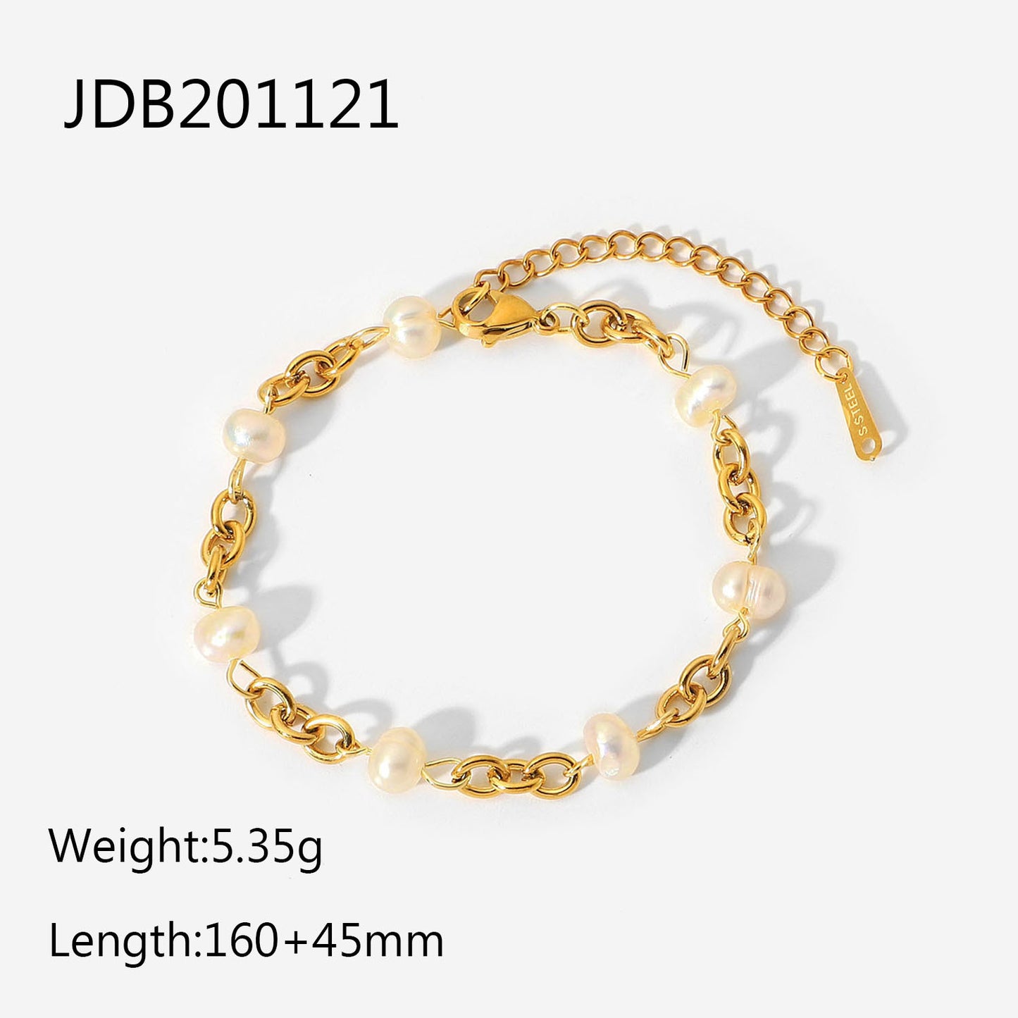 Pearl Cable Chain Bracelet [Stainless Steel]