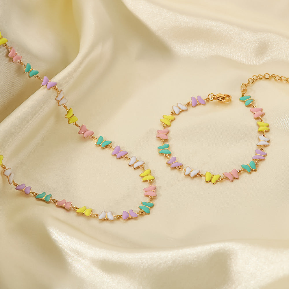 Pastel Butterfly Bracelet/Necklace [304 Stainless Steel]