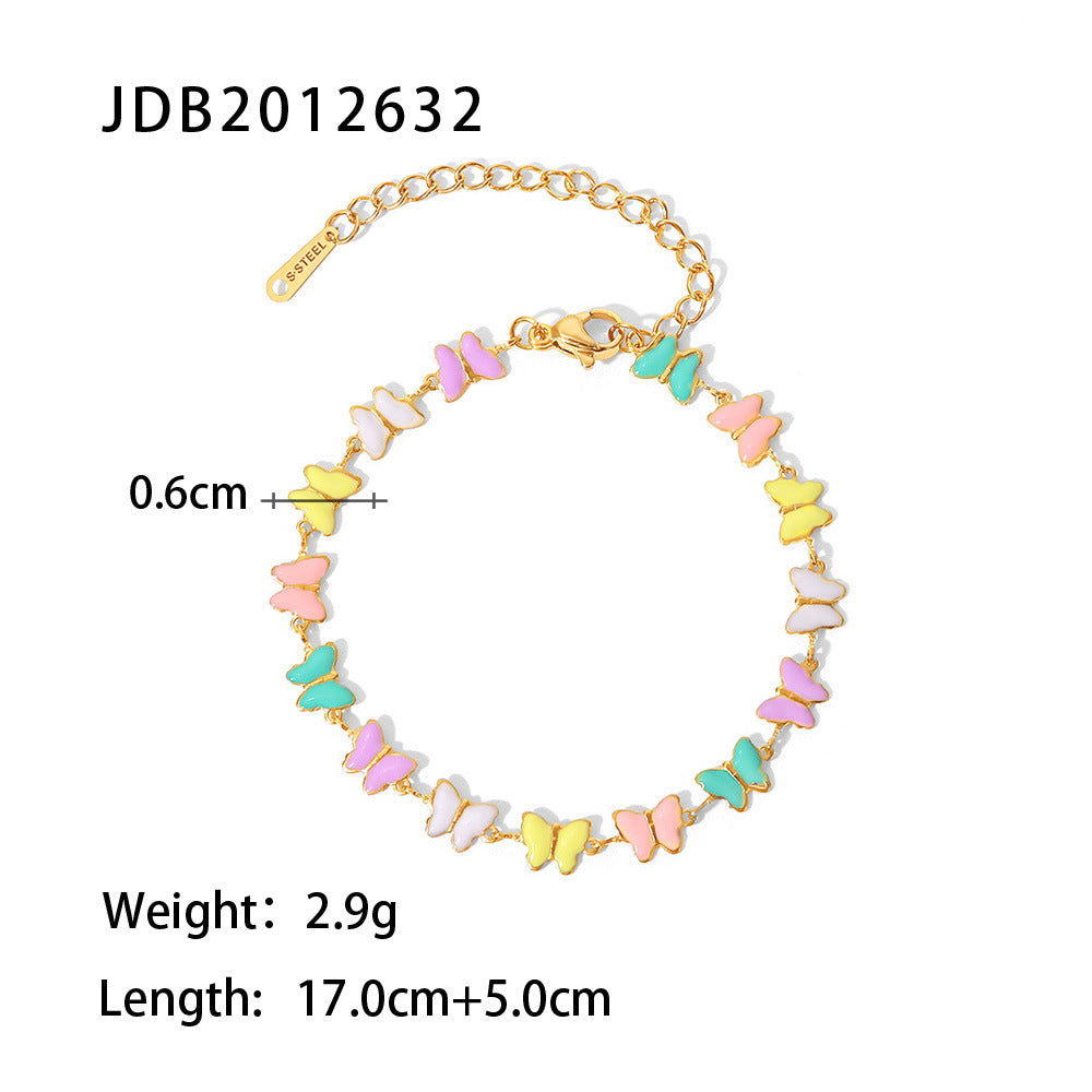 Pastel Butterfly Bracelet/Necklace [304 Stainless Steel]