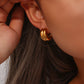 Two Tone Hoop Earrings [304 Stainless Steel,18K Gold Plated]