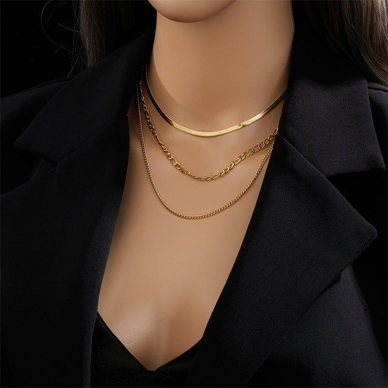 Layered Chain Necklace [304 Stainless Steel,18K Gold Plated]