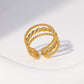 Stripe Beads Open Ring [Stainless Steel]